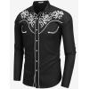 COOFANDY Men’s Western Shirts Long Sleeve Embroideres Cowboy Shirts Casual Button Down Shirt(Black (Pattern 4))