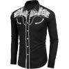 COOFANDY Men’s Western Shirts Long Sleeve Embroideres Cowboy Shirts Casual Button Down Shirt(Black(pattern2))