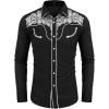 COOFANDY Men’s Western Shirts Long Sleeve Embroideres Cowboy Shirts Casual Button Down Shirt(Black(pattern2))