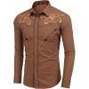 COOFANDY Men’s Western Shirts Long Sleeve Embroideres Cowboy Shirts Casual Button Down Shirt(Brown (Pattern3))