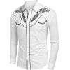 COOFANDY Men’s Western Shirts Long Sleeve Embroideres Cowboy Shirts Casual Button Down Shirt(White(pattern1))
