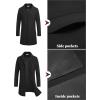 COOFANDY Mens Wool Blend Coat Winter Trench Coats Notched Lapel Collar Single Breasted Overcoat Classic Peacoat With Pockets(Black)