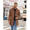 COOFANDY Mens Wool Blend Coat Winter Trench Coats Notched Lapel Collar Single Breasted Overcoat Classic Peacoat With Pockets(Brown)