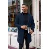 COOFANDY Mens Wool Blend Coat Winter Trench Coats Notched Lapel Collar Single Breasted Overcoat Classic Peacoat With Pockets(Navy)