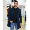 COOFANDY Mens Wool Blend Coat Winter Trench Coats Notched Lapel Collar Single Breasted Overcoat Classic Peacoat With Pockets(Navy)
