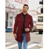 COOFANDY Mens Wool Blend Coat Winter Trench Coats Notched Lapel Collar Single Breasted Overcoat Classic Peacoat With Pockets(Red Plaid)