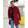 COOFANDY Mens Wool Blend Coat Winter Trench Coats Notched Lapel Collar Single Breasted Overcoat Classic Peacoat With Pockets(Wine Red)