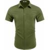 COOFANDY Mens Wrinkle Free Shirts 2025 Short Sleeve Casual Button Down Summer Dress Shirts(Army Green)