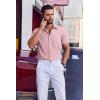 COOFANDY Mens Wrinkle Free Shirts 2025 Short Sleeve Casual Button Down Summer Dress Shirts(Pink)