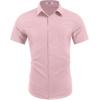 COOFANDY Mens Wrinkle Free Shirts 2025 Short Sleeve Casual Button Down Summer Dress Shirts(Pink)