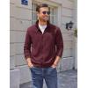 COOFANDY Mens Zip Up Sweatshirt Mock Neck Quilted Jacket Casual Lightweight Sweater Jackets with Pocket(Dark Red)
