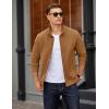 COOFANDY Mens Zip Up Sweatshirt Mock Neck Quilted Jacket Casual Lightweight Sweater Jackets with Pocket(Light Brown)