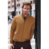 COOFANDY Mens Zip Up Sweatshirt Mock Neck Quilted Jacket Casual Lightweight Sweater Jackets with Pocket(Light Brown)