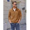 COOFANDY Mens Zip Up Sweatshirt Mock Neck Quilted Jacket Casual Lightweight Sweater Jackets with Pocket(Light Brown)