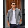 COOFANDY Mens Zip Up Sweatshirt Mock Neck Quilted Jacket Casual Lightweight Sweater Jackets with Pocket(Light Grey)