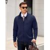 COOFANDY Mens Zip Up Sweatshirt Mock Neck Quilted Jacket Casual Lightweight Sweater Jackets with Pocket(Navy Blue)