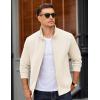 COOFANDY Mens Zip Up Sweatshirt Mock Neck Quilted Jacket Casual Lightweight Sweater Jackets with Pocket(White)