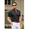 COOFANDY Muscle Fit Dress Shirts for Men Banded Collar Casual Button Down Shirts(Black)