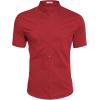 COOFANDY Muscle Fit Dress Shirts for Men Banded Collar Casual Button Down Shirts(Bright Red)