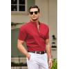 COOFANDY Muscle Fit Dress Shirts for Men Banded Collar Casual Button Down Shirts(Bright Red)