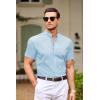 COOFANDY Muscle Fit Dress Shirts for Men Banded Collar Casual Button Down Shirts(Light Blue)