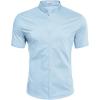 COOFANDY Muscle Fit Dress Shirts for Men Banded Collar Casual Button Down Shirts(Light Blue)