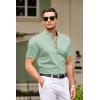 COOFANDY Muscle Fit Dress Shirts for Men Banded Collar Casual Button Down Shirts(Light Green)
