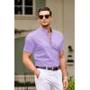 COOFANDY Muscle Fit Dress Shirts for Men Banded Collar Casual Button Down Shirts(Lilac)