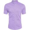 COOFANDY Muscle Fit Dress Shirts for Men Banded Collar Casual Button Down Shirts(Lilac)