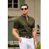 COOFANDY Muscle Fit Dress Shirts for Men Banded Collar Casual Button Down Shirts(Olive Green)