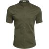 COOFANDY Muscle Fit Dress Shirts for Men Banded Collar Casual Button Down Shirts(Olive Green)
