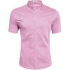 COOFANDY Muscle Fit Dress Shirts for Men Banded Collar Casual Button Down Shirts(Pink)