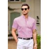 COOFANDY Muscle Fit Dress Shirts for Men Banded Collar Casual Button Down Shirts(Pink)