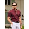 COOFANDY Muscle Fit Dress Shirts for Men Banded Collar Casual Button Down Shirts(Red)
