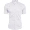 COOFANDY Muscle Fit Dress Shirts for Men Banded Collar Casual Button Down Shirts(White)