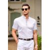 COOFANDY Muscle Fit Dress Shirts for Men Banded Collar Casual Button Down Shirts(White)