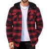 COOFANDY Flannel Jacket for Men Quilted Lined Shacket Long Sleeve Button Down Hoodie Shirt Jackets(Red Black Plaid/Buffalo Plaid)