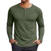 COOFANDY Henley Shirts for Men Long Sleeve T Shirts Textured Casual Stretch Fashion Pullover Lightweight Fall Tops(Army Green)