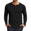 COOFANDY Henley Shirts for Men Long Sleeve T Shirts Textured Casual Stretch Fashion Pullover Lightweight Fall Tops(Black)