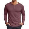COOFANDY Henley Shirts for Men Long Sleeve T Shirts Textured Casual Stretch Fashion Pullover Lightweight Fall Tops(Dark Red)