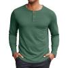 COOFANDY Henley Shirts for Men Long Sleeve T Shirts Textured Casual Stretch Fashion Pullover Lightweight Fall Tops(Green)