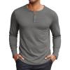 COOFANDY Henley Shirts for Men Long Sleeve T Shirts Textured Casual Stretch Fashion Pullover Lightweight Fall Tops(Light Grey)