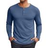 COOFANDY Henley Shirts for Men Long Sleeve T Shirts Textured Casual Stretch Fashion Pullover Lightweight Fall Tops(Navy)