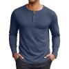 COOFANDY Henley Shirts for Men Long Sleeve T Shirts Textured Casual Stretch Fashion Pullover Lightweight Fall Tops(Navy Blue)