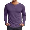 COOFANDY Henley Shirts for Men Long Sleeve T Shirts Textured Casual Stretch Fashion Pullover Lightweight Fall Tops(Purple)