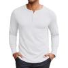 COOFANDY Henley Shirts for Men Long Sleeve T Shirts Textured Casual Stretch Fashion Pullover Lightweight Fall Tops(White)