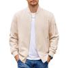 COOFANDY Men Bomber Jacket Lightweight Casual Windbreaker Zip Up Coat Fashion Stylish Fall Jackets with Pocket(Beige)