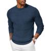 COOFANDY Men Dress Crewneck Sweater Pullover Knit Long Sleeve Casual Slim Fit Sweater(Blue)