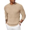 COOFANDY Men Dress Crewneck Sweater Pullover Knit Long Sleeve Casual Slim Fit Sweater(Camel)
