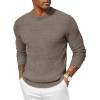 COOFANDY Men Dress Crewneck Sweater Pullover Knit Long Sleeve Casual Slim Fit Sweater(Dark Brown)